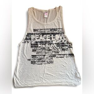 White Zumba Peace Love Tank Top vintage Preloved medium